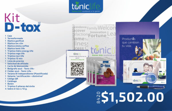 contenido del kit d-tox de socio tonic life